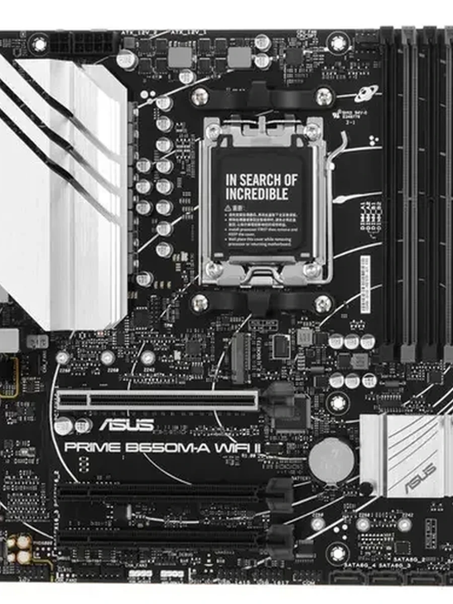 Плата ASUS AM5 B650 PRIME B650M-A WIFI II 4xDDR5 3xPCI-Ex16 DP/HDMI/DSub SATA3 2xM2 USB3.2 Gen2 WIFI mATX