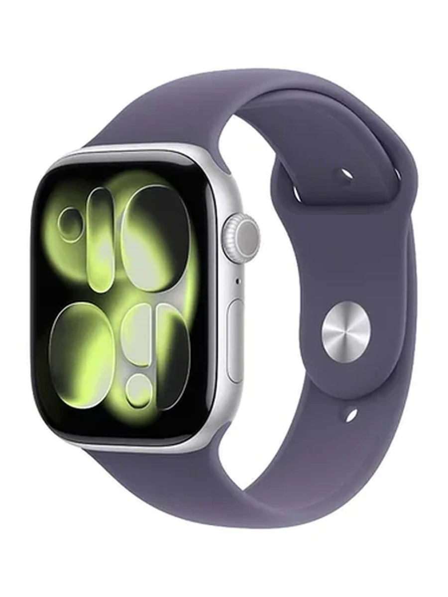 Apple Watch Series 11 GPS, 42mm Silver Aluminum Case with Purple Fog Sport Band – M/L