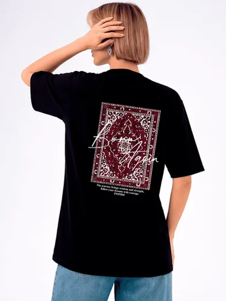 Футболка базовая Унисекс Черная 2XL  GALALA и Персидским Узором