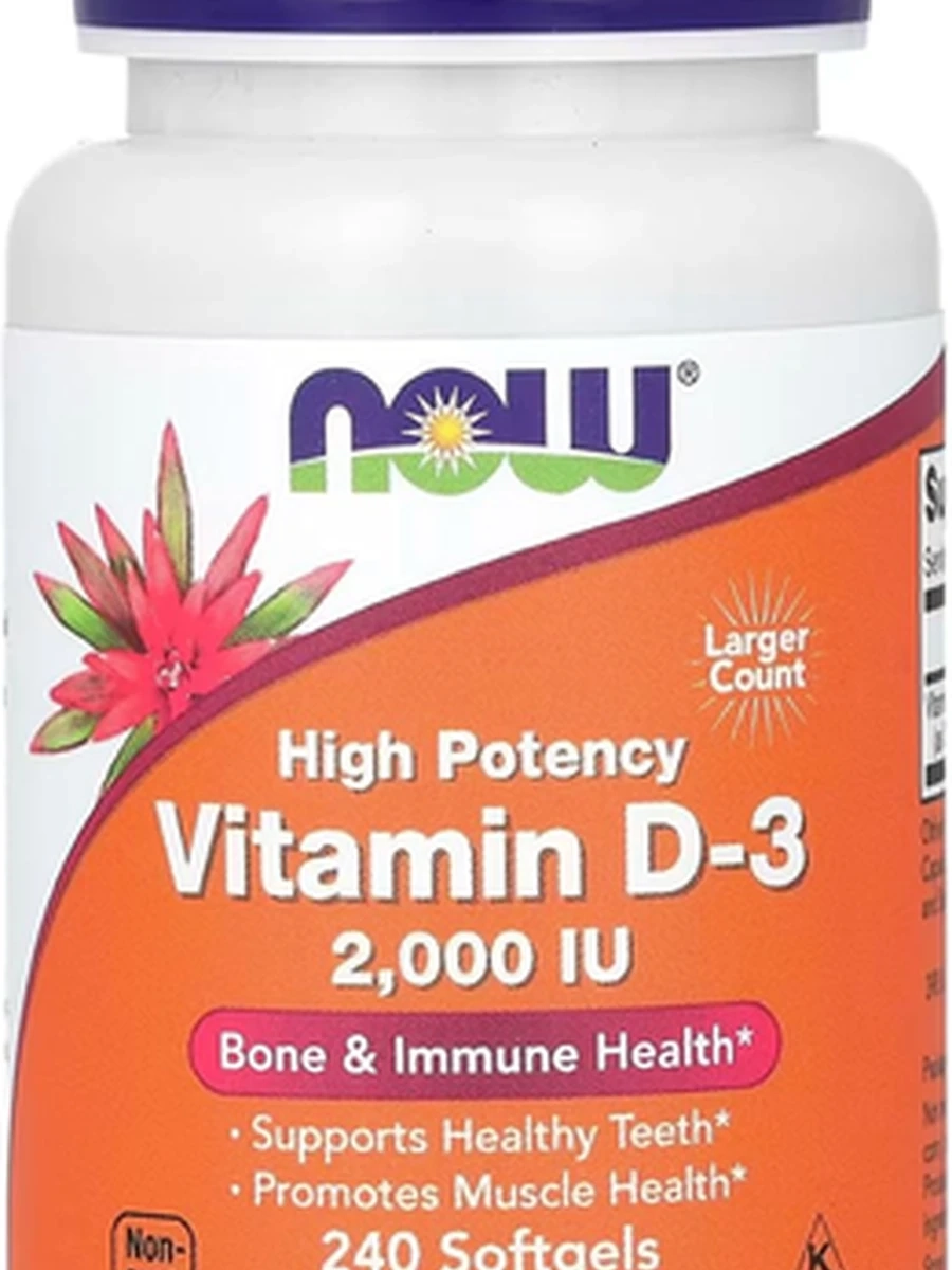 NOW FOODS Vitamin D-3 2000 IU, Витамин Д3 2000 МЕ 240 капсул