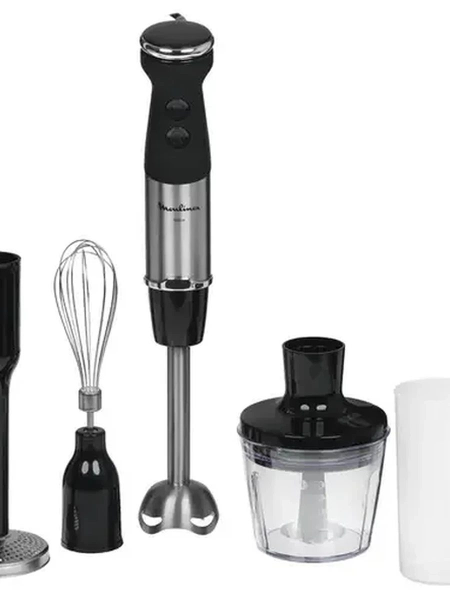 Блендер погружной Moulinex Quickchef+ DD674810 черный [1000 Вт, скоростей - 20 шт, турборежим, 1 измельчитель, стакан, венчик]