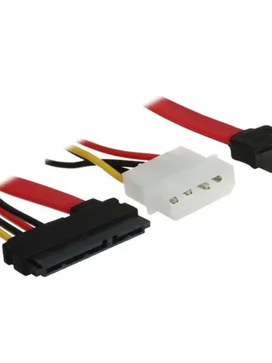 Переходник Aceline Molex + Sata 15-pin - Sata 7-pin (длина инт - 35см, питание - 15см) 18AWG