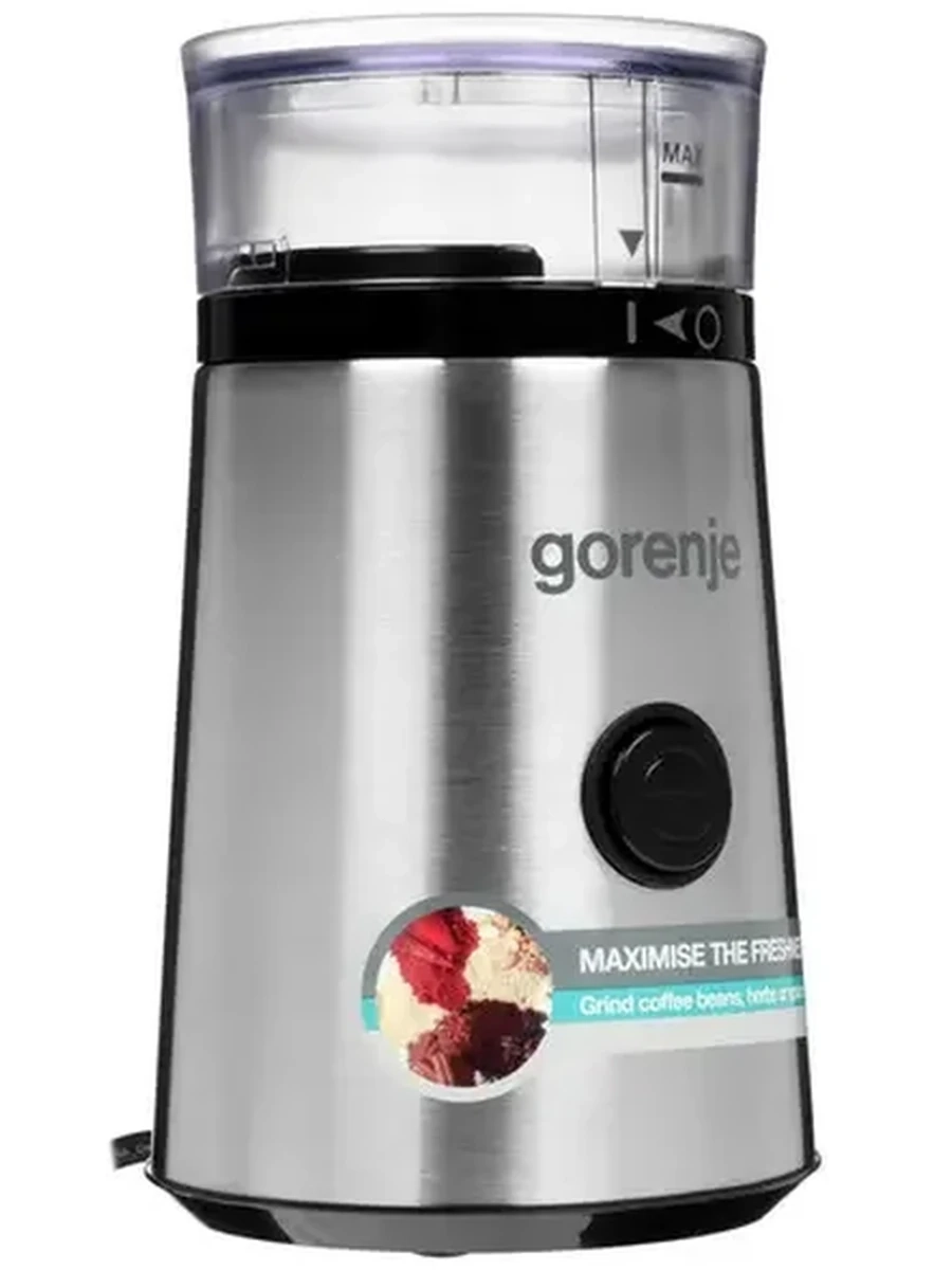 Кофемолка электрическая Gorenje SMK150E [ротационный нож, 150 Вт, вместимость - 60 г, серебристый]