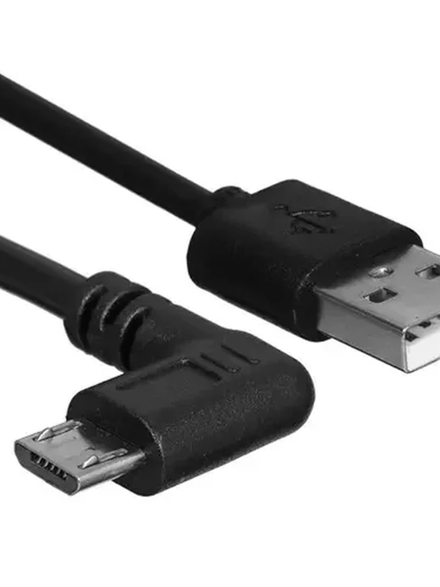 Кабель microUSB - USB 2.0 Aceline ( 1м, 2,1А, круглый, PVC оболочка, PVC коннекторы, угловой разъем, черный)[FMU100ALBl]
