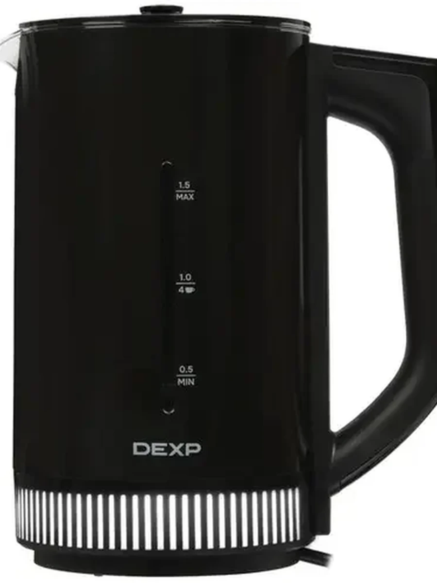 Электрочайник DEXP DK-8815E [1.5л, двойная стенка пластик/стекло, контурная подсветка, терморегулятор, Strix] Черный