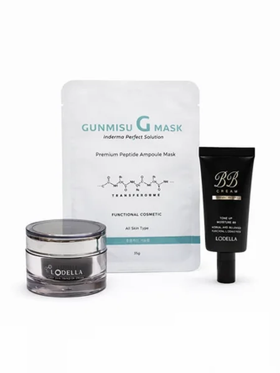 Lodella Deep Skin Transfer Cream/Lodella - Tone Up Moisture BB Cream с SPF 50+/PA++++/GUNMISU G Mask