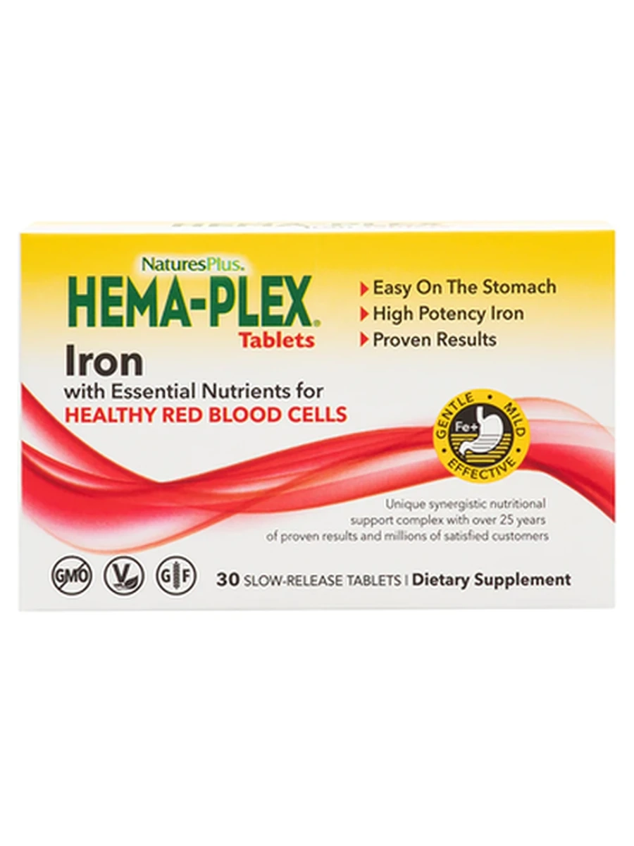 Железо NATURE'S PLUS Hema-Plex 30 таблеток
