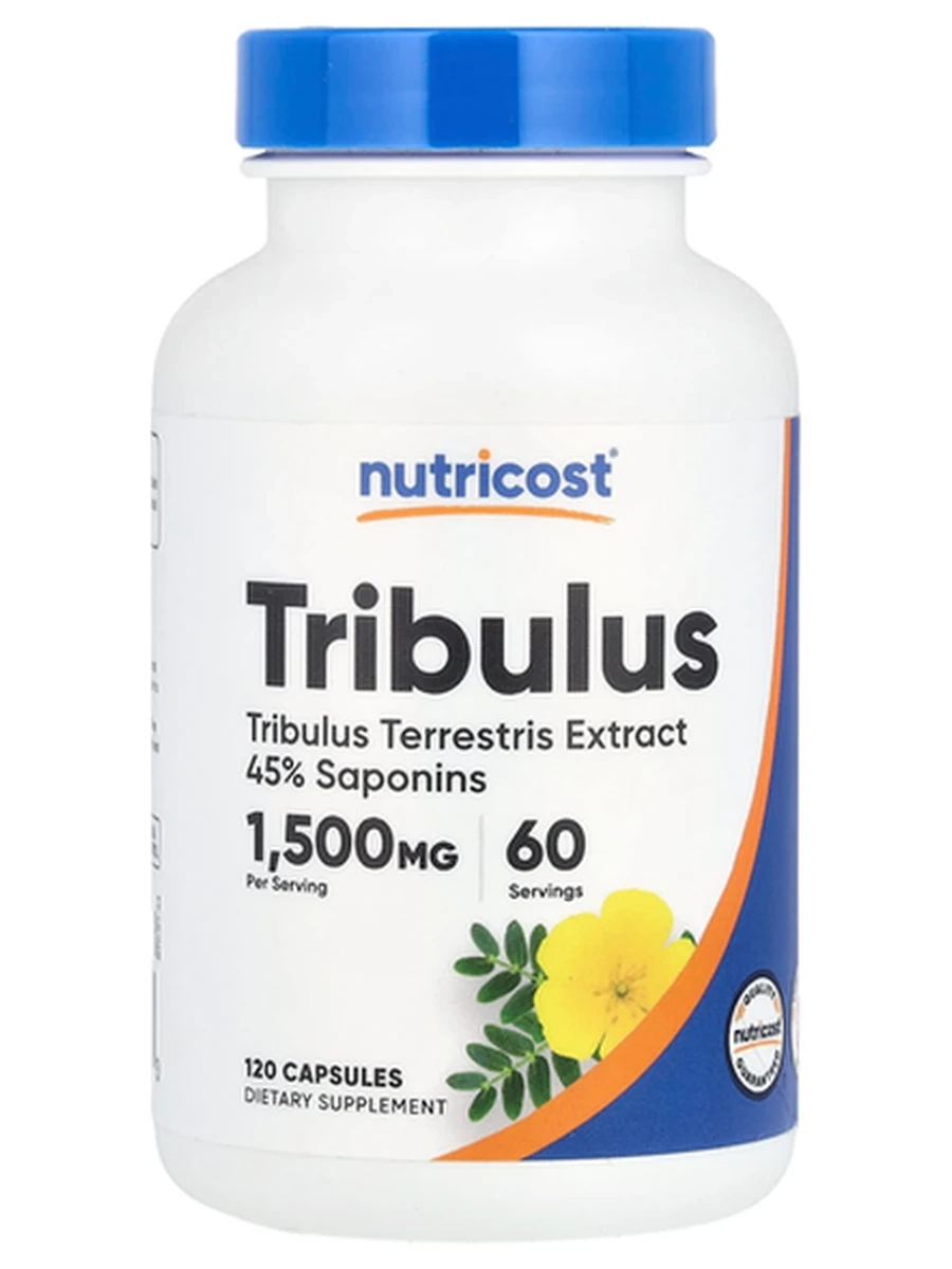 NUTRICOST Трибулус 1500 мг бустер тестостерона (750 мг на капсулу), 120 капсул