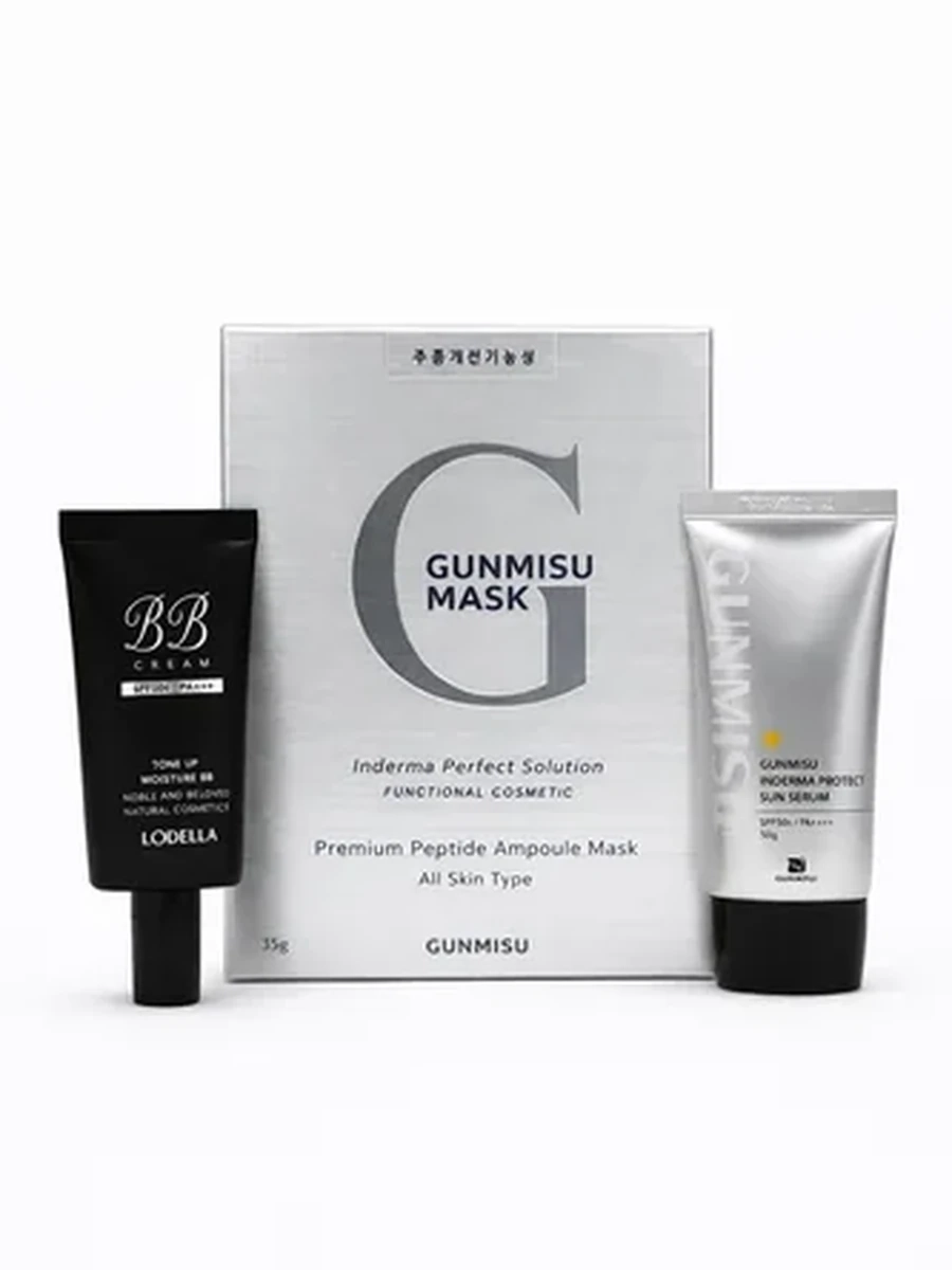 Сыворотка GUNMISU INDERMA PROTECT SUN SERUM/Lodella - Tone Up Moisture BB Cream с SPF 50+/PA++++/GUNMISU G Mask