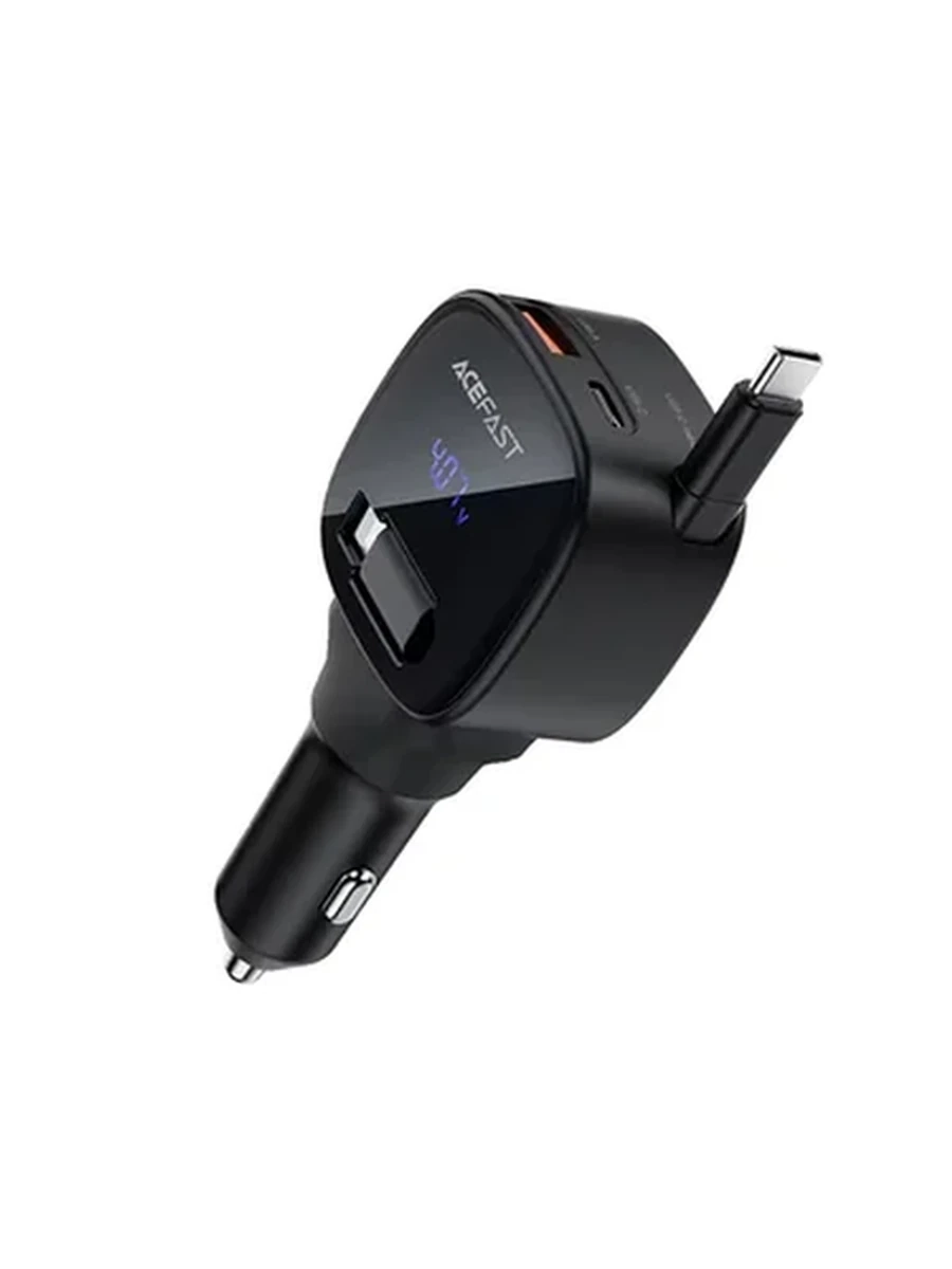 Авто Адаптер ACEFAST B17 95W car charger with telescopic cable,black(Black)