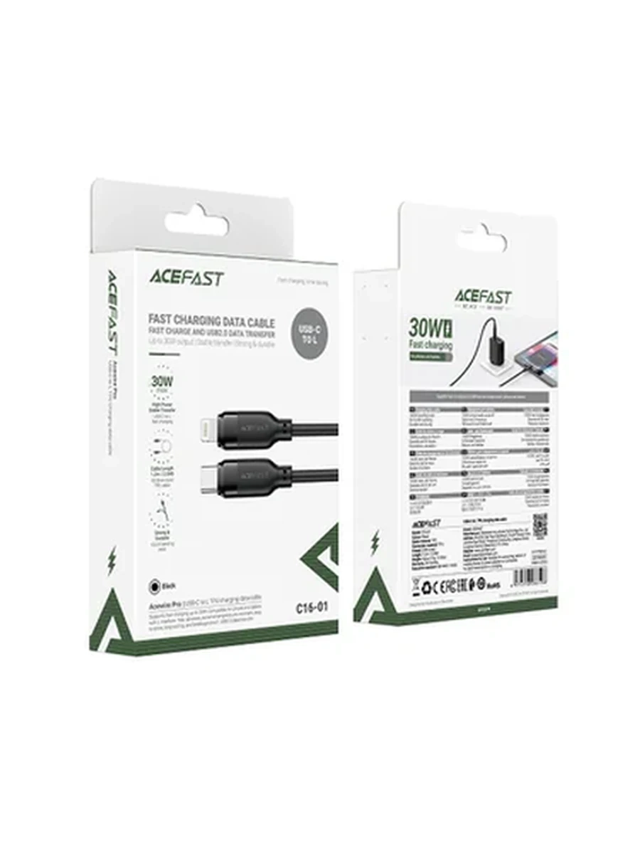 USB Кабель ACEFAST C16-01 USB-C to L TPU charging data cable,black