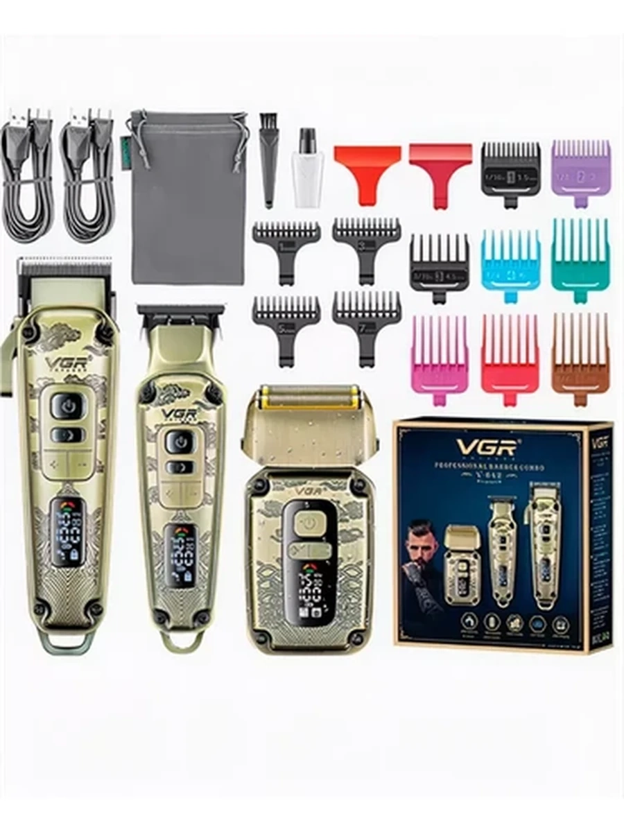 Профессиональный набор для стрижки 3 в 1 Машинка, Триммер и Шейвер VGR Voyager Barber Combo V-642