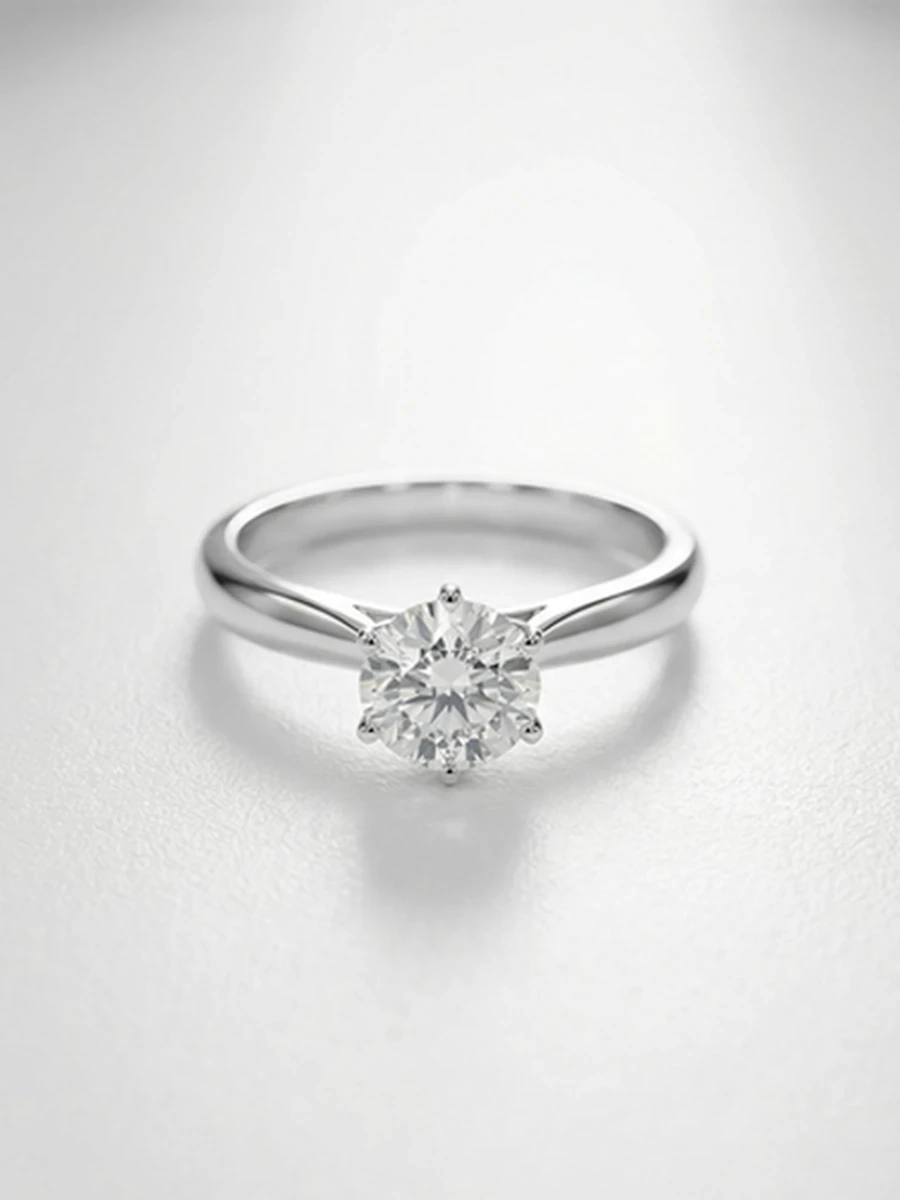 Кольцо Tiffany с лабораторным бриллиантом в 0.55 карат из белого золота 585 пробы