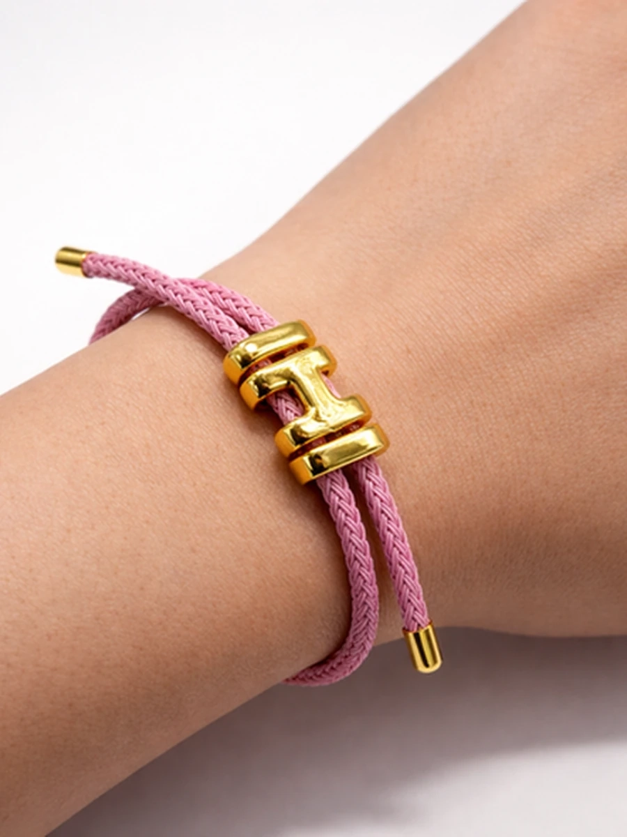 Браслет-нитка Hermes розовый