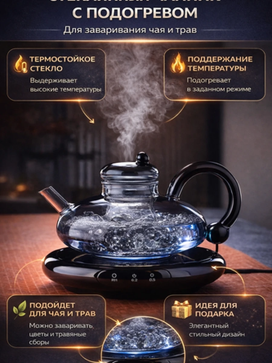 Стеклянный чайник для заваривания