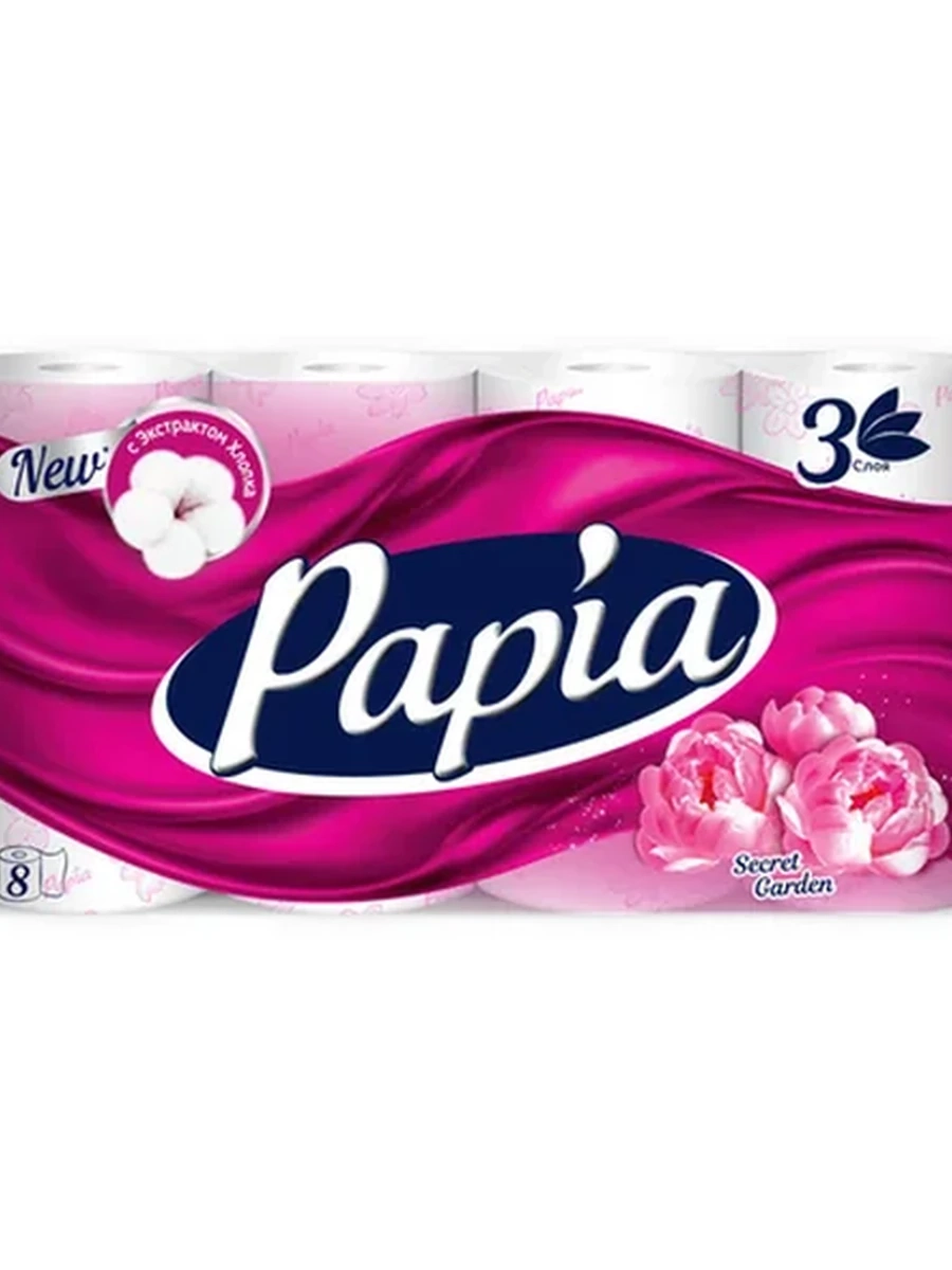 БУМАГА ТУАЛЕТНАЯ PAPIA HAYAT KIMYA SECRET GARDEN 3СЛ 8ШТ