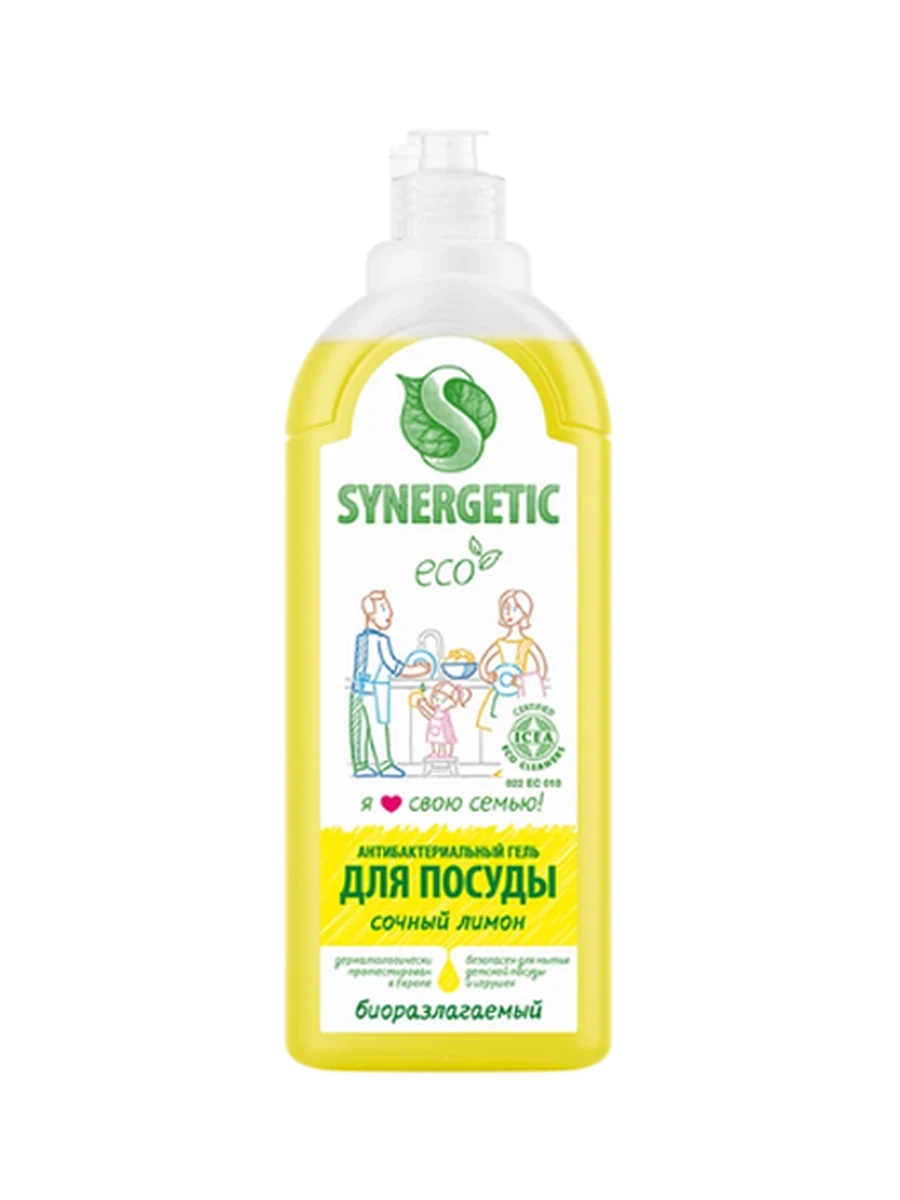 СРЕДСТВО Д/МЫТЬЯ ПОСУДЫ SYNERGETIC ЛИМОН 1000МЛ
