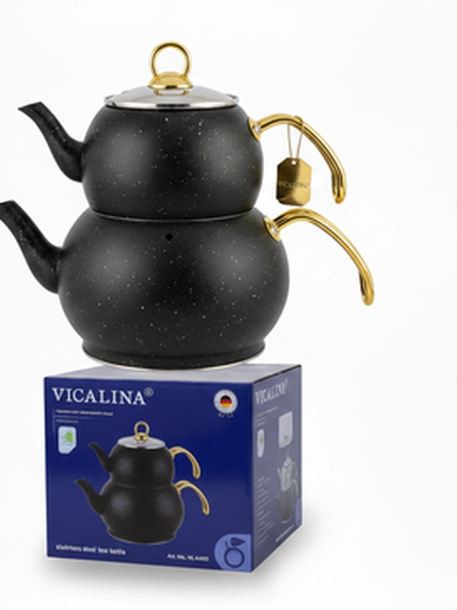 Двойной турецкий чайник Vicalina "Черный гранит"