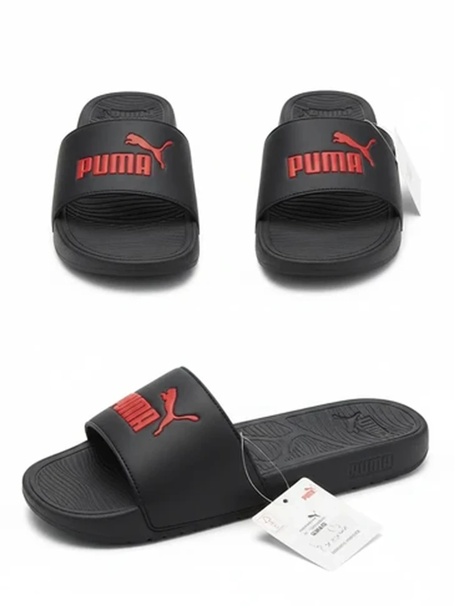 Шлепанцы Puma унисекс черные сланцы для бассейна, пляжа и дома