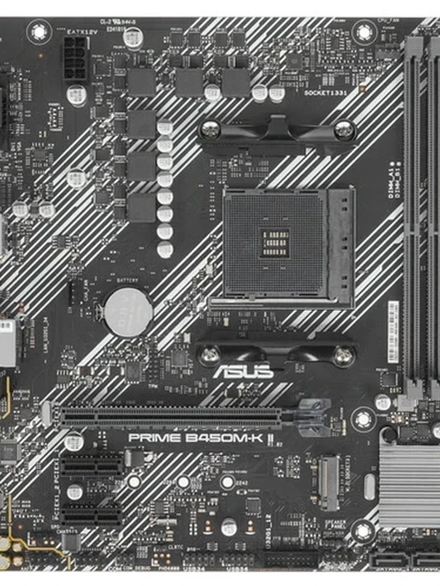 Плата ASUS AM4 B450 PRIME B450M-K II 2xDDR4 1xPCI-Ex16 DVI/Dsub/HDMI SATA3 М2 USB3.2 mATX