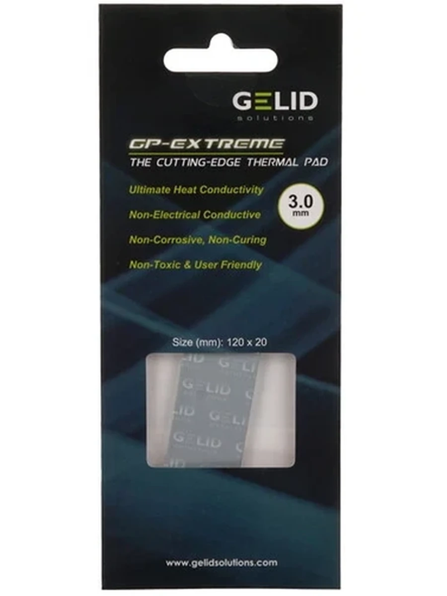 Термопрокладка GELID GELID GP-Extreme Thermal Pad, размер 120x20 мм, толщина 3.0 мм, 12 Вт/(м·K)