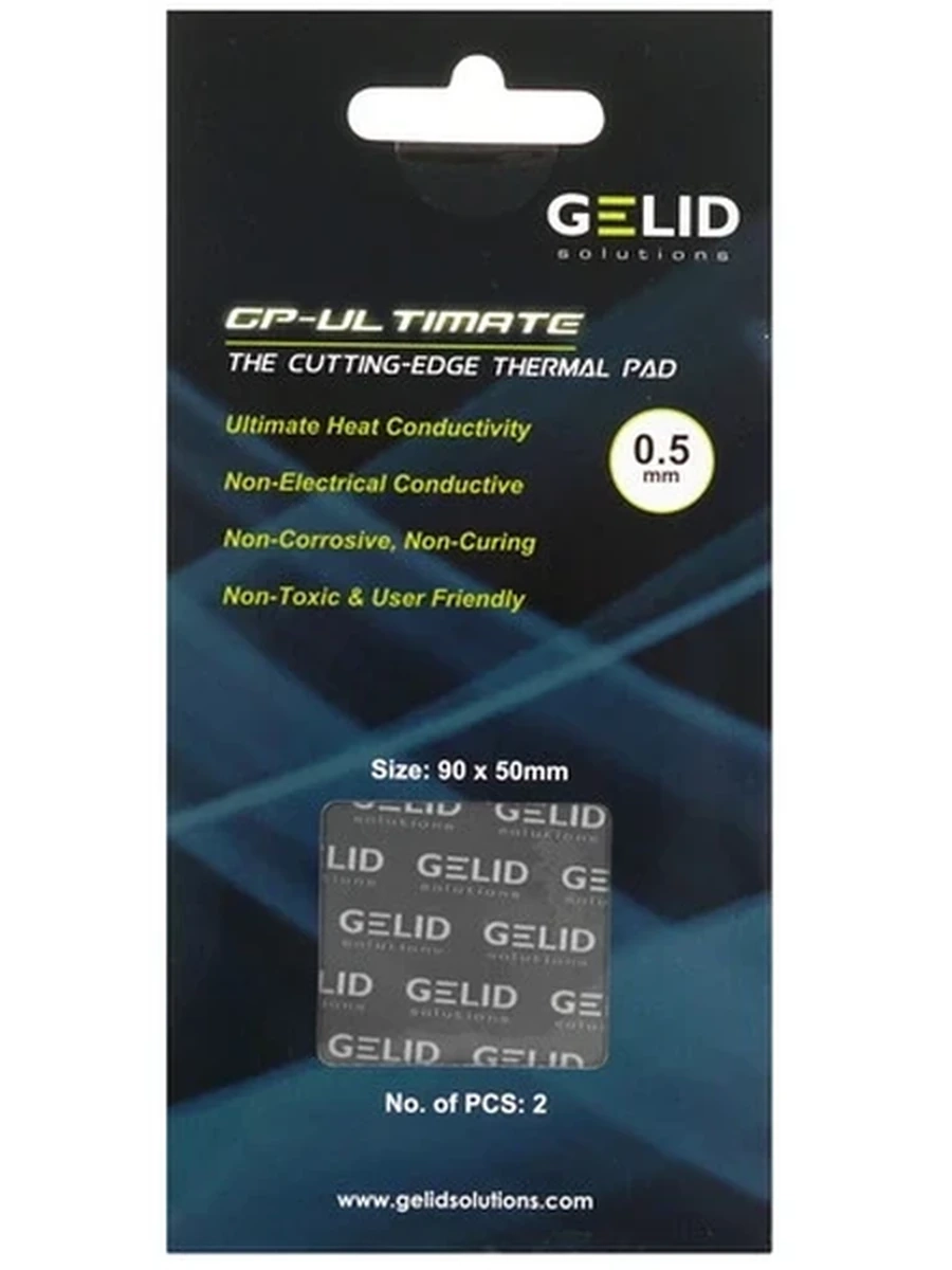 Термопрокладка GELID GELID GP-Ultimate Thermal Pad Value Pack, размер 90x50 мм, толщина 0.5 мм, 15 Вт/(м·K), 2 шт