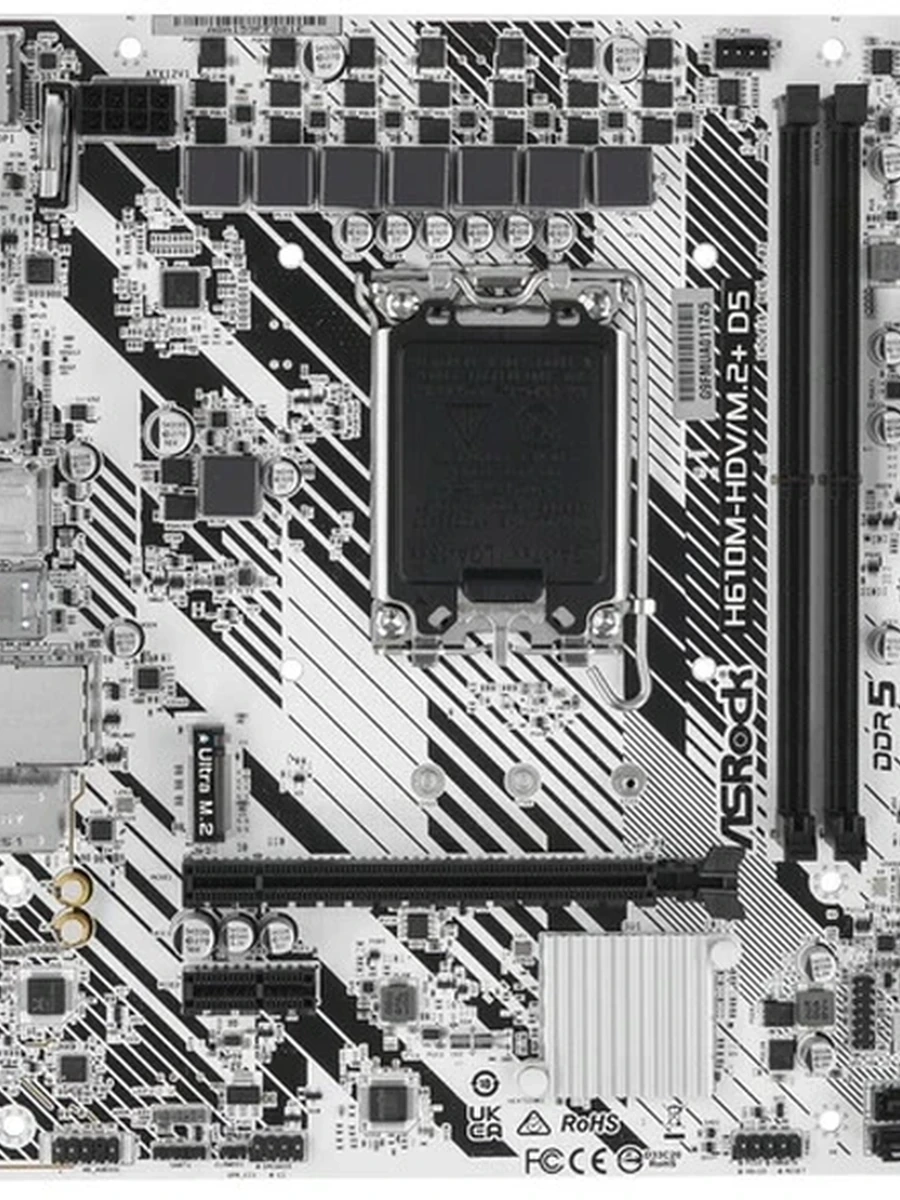 Плата ASRock LGA1700 H610 H610M-HDV/M.2+ D5 2xDDR5 PCI-Ex16 DP/HDMI/DSub SATA3 M2 USB3.2 Gen1 Type-C mATX
