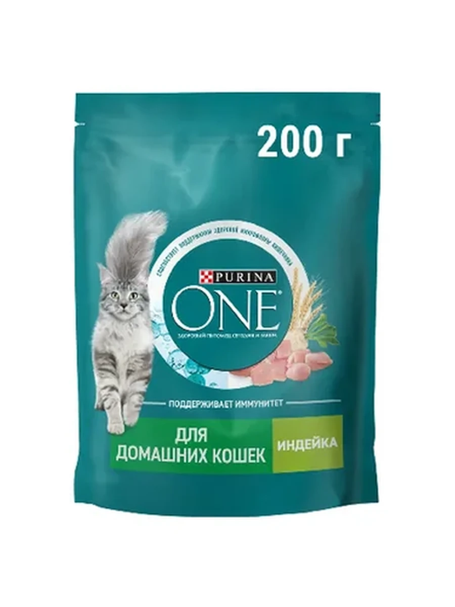 КОРМ ДЛЯ КОШЕК ONE CAT ЦЕЛЬНЫЕ ЗЛАКИ/ИНДЕЙКА 200ГР