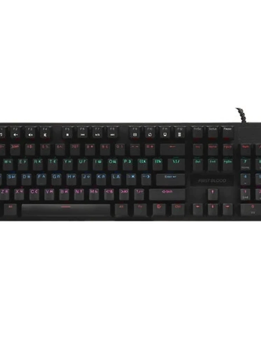 Клавиатура проводная DEXP First Blood [механическая, Red Switch, 104кл, Rainbow] Черная