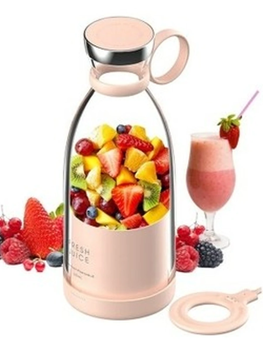 Портативный блендер FRESH JUICE 214B (розовый)