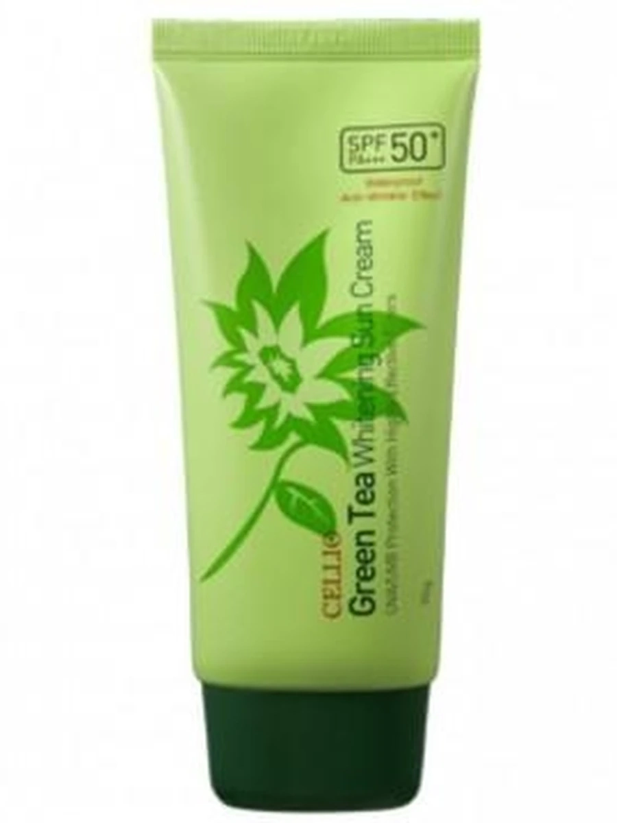 Антипигментационный солнцезащитный крем с зеленым чаем Cellio Green Tea Whitening Sun Cream SPF50+/PA+++