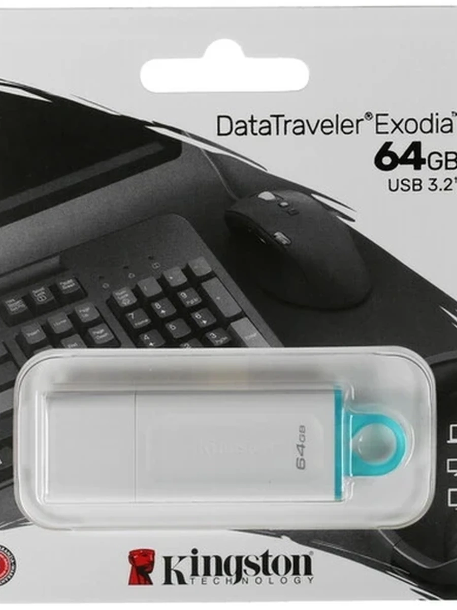 Память USB Flash Kingston DataTraveler Exodia [Type-A, 3.2 Gen1, 64 Gb, пластик, белый]