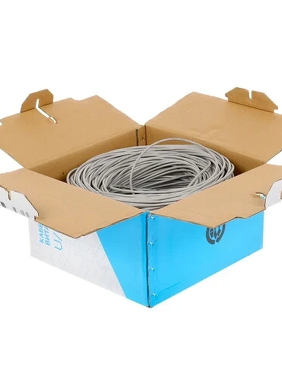 Кабель DEXP [Витая пара U/UTP/4 пары/0,48 mm/CU/кат. 5е/однож./Indoor/305 m/box/(Серый)] [TP5cUUTP305G]