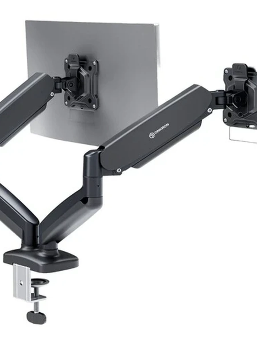 Кронштейн для мониторов ONKRON G160 [13"-32"; 2 монитора; макс 100x100; Накл. -45°/90°; Пов. 360°; 2х8 кг; газлифт; черный]