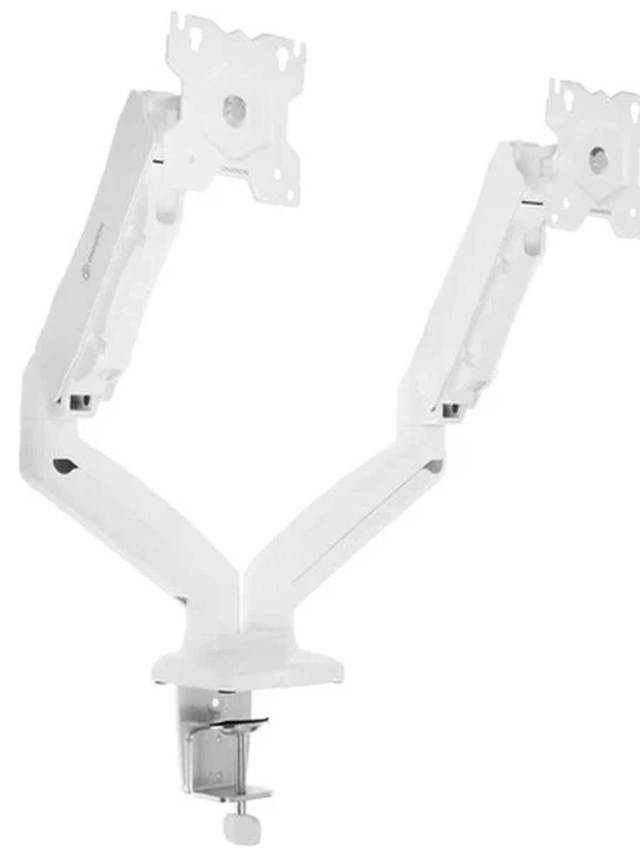 Кронштейн для LCD/LED-мониторов ONKRON G160w[13"-32"; 2 монитора; макс 100x100; Накл. -45°/90°; Пов. 360°; вылет 0-500 мм 2х8 кг; газлифт; белый]