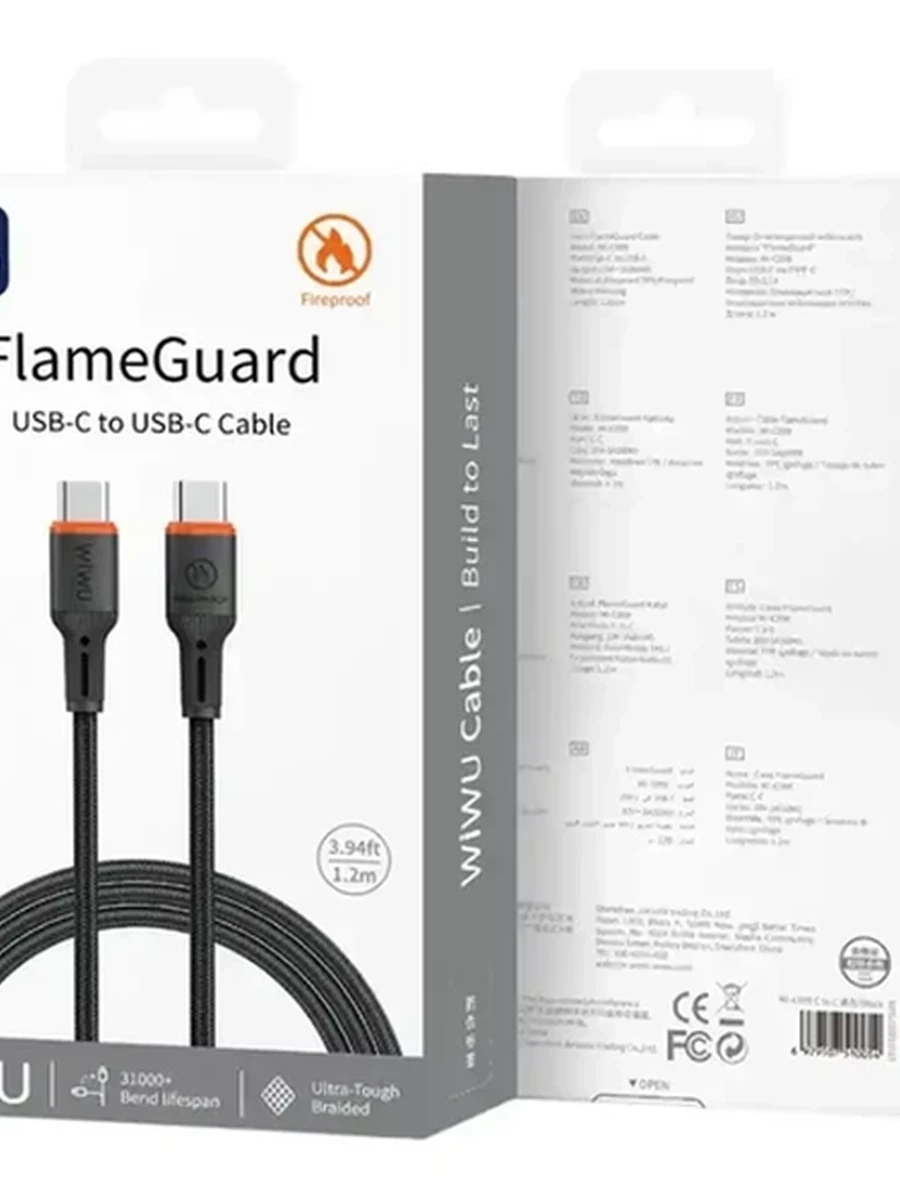 Кабель Wiwu FlameGuard USB-C to USB-C Cable (Wi-C098)