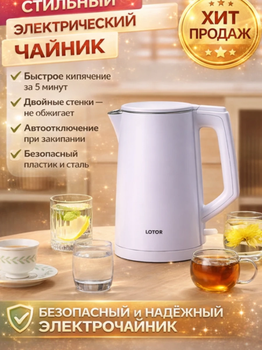 Электрический чайник LOTOR из нержавеющей стали 304