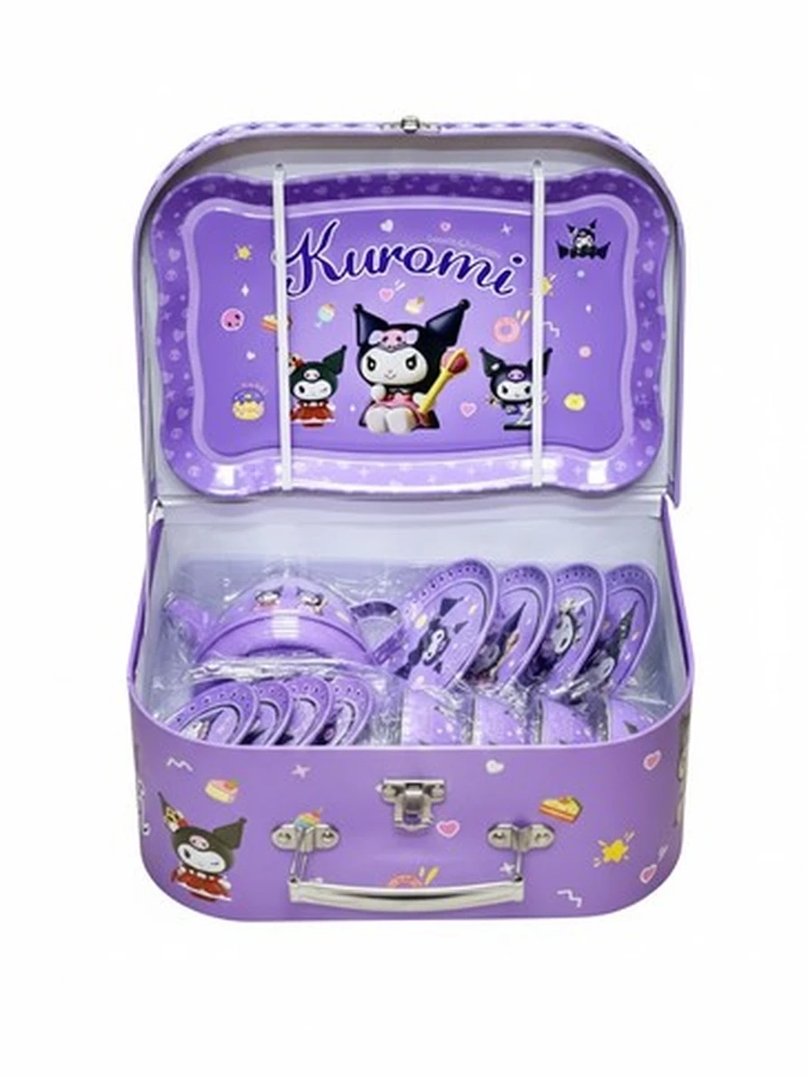 Игровой набор металлической посуды Kuromi в чемоданчике (14 предметов)