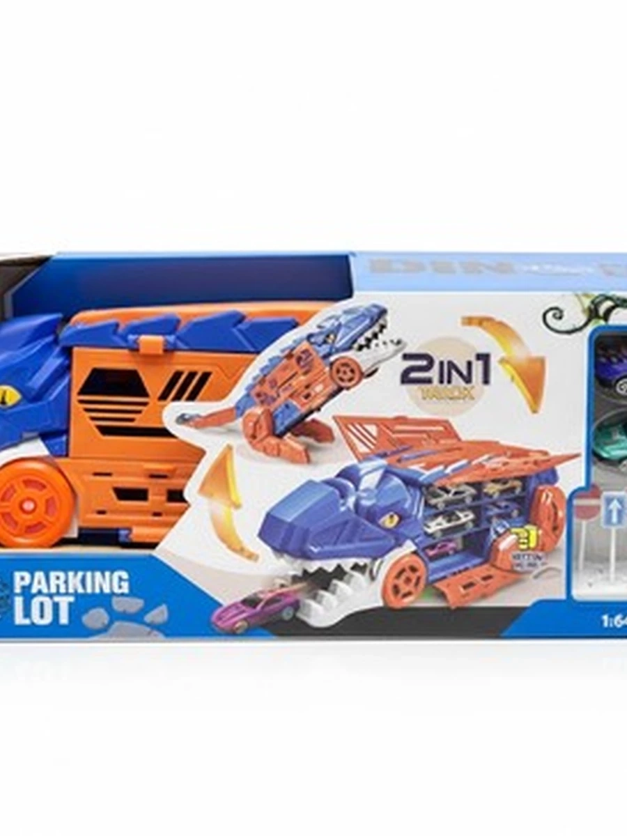Игровой набор Six-Six-Zero «Dino Parking Lot» 2-в-1 (трек-трансформер с машинками)