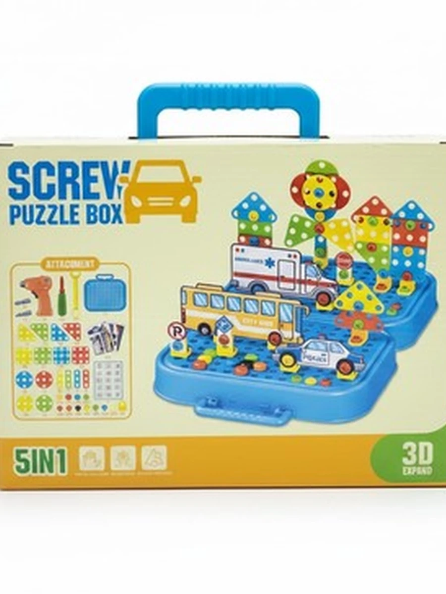 Развивающий конструктор с дрелью 5 в 1 «Screw Puzzle Box 3D Expand»