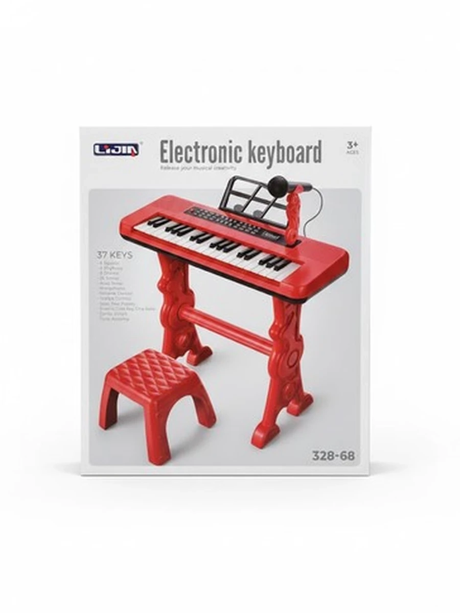 Детский игровой синтезатор LIJIN «Electronic Keyboard» со стульчиком и микрофоном (37 клавиш)