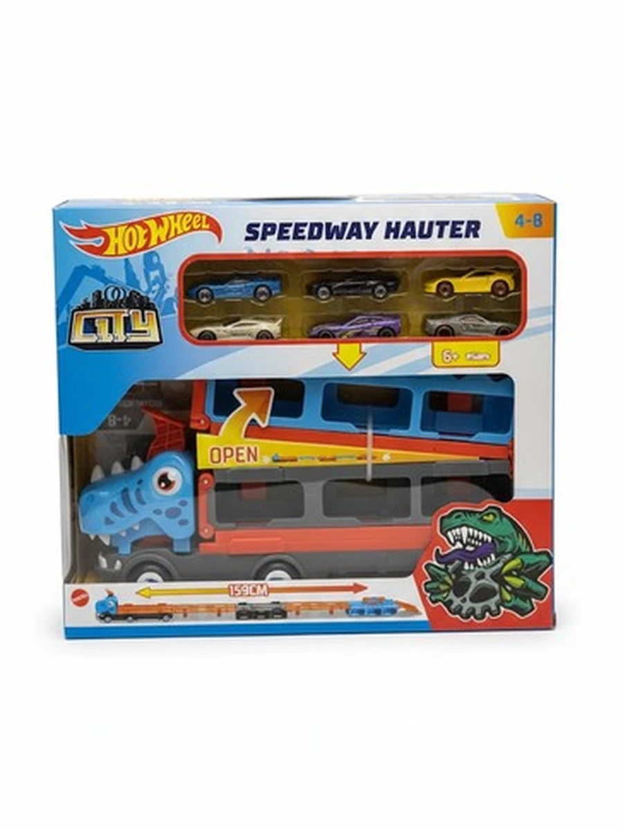 Игровой набор Hot Wheels City Speedway Hauler (Автовоз-трасса 2-в-1 с машинками)