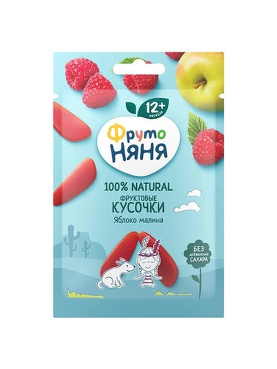 Фруто няня Фруктовые кусочки Яблоко малина 15 гр