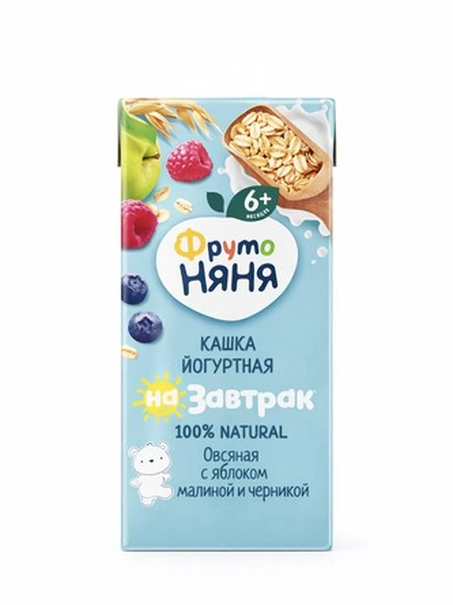 Фруто няня Готовая каша Йогуртная Молочно-овсяная с яблоком малиной черникой 0.2 ml
