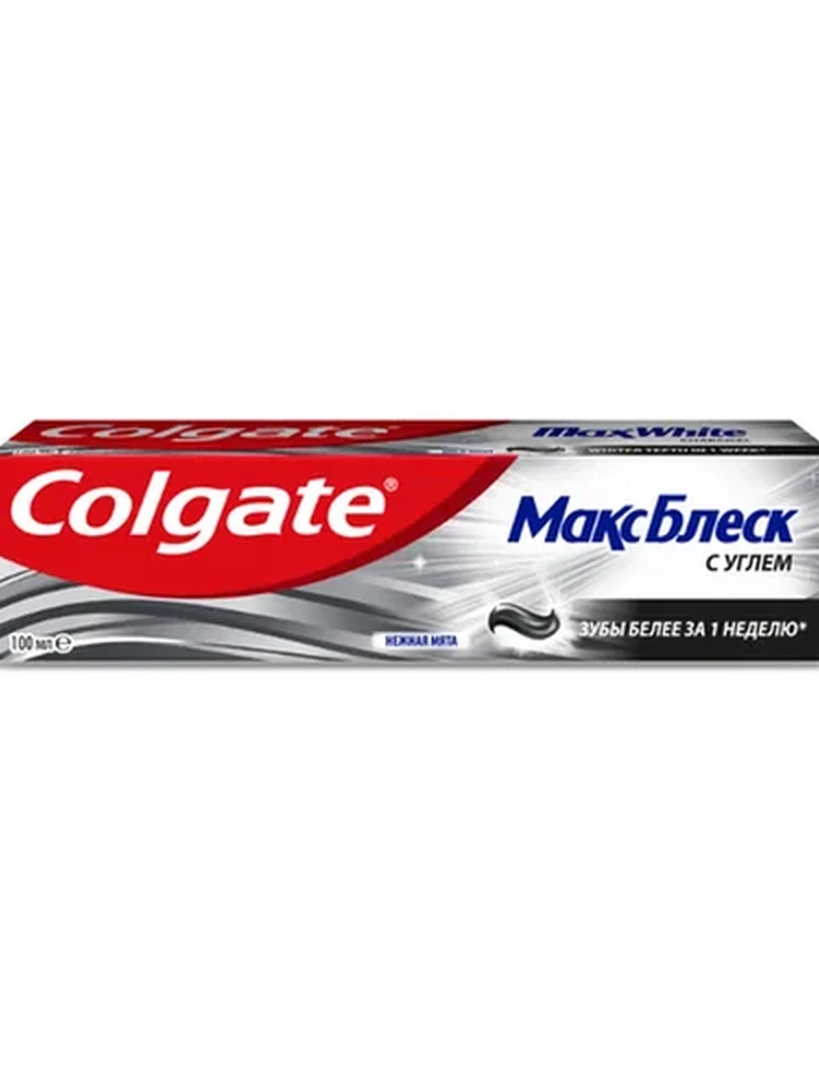 ПАСТА ЗУБНАЯ COLGATE МАКС БЛЕСК С УГЛЕМ И ВКУСОМ НЕЖНОЙ МЯТЫ 100МЛ
