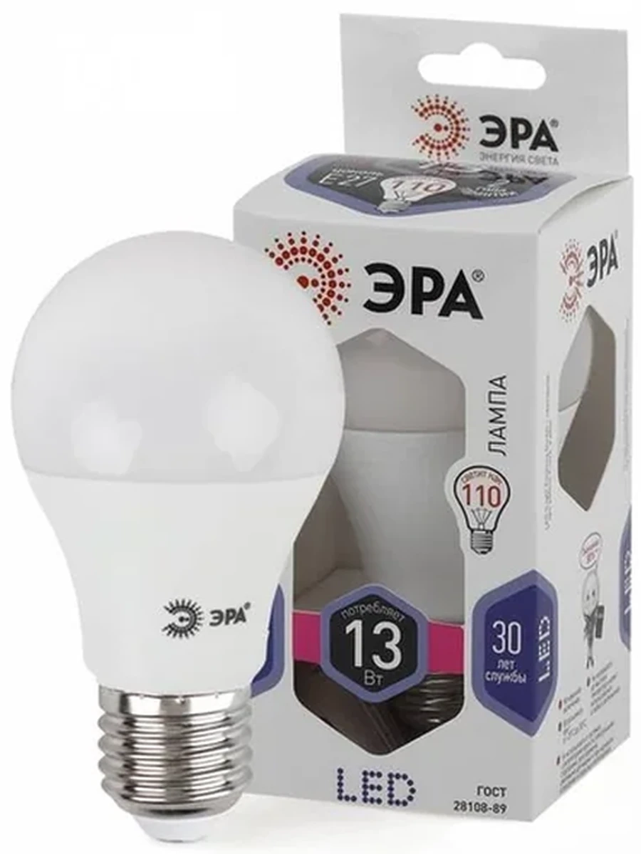 ЛАМПА СВЕТОДИОДНАЯ ЭРА LED A60-13W-860-E27