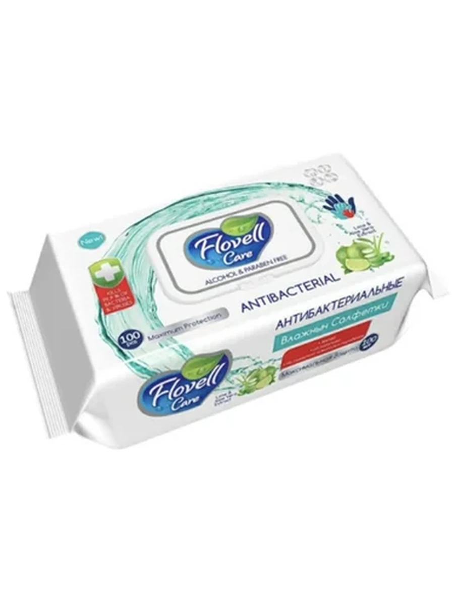 Салфетки Flovell антибак 100шт