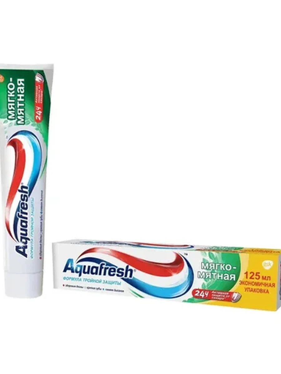 ПАСТА ЗУБНАЯ AQUAFRESH МЯГКО-МЯТНАЯ ТРОЙНАЯ ЗАЩИТА 125МЛ