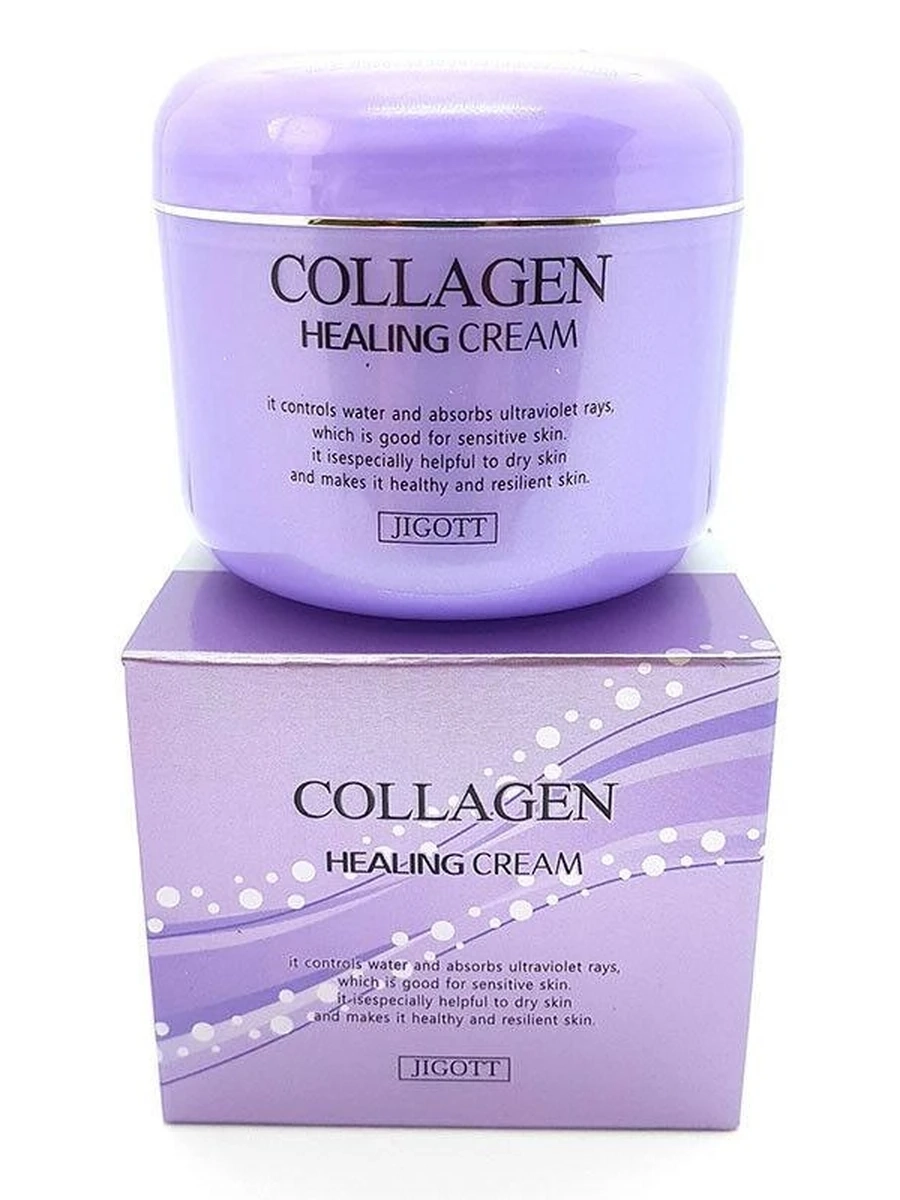 Ночной крем для лица с коллагеном Jigott Collagen Healing Cream — Корея