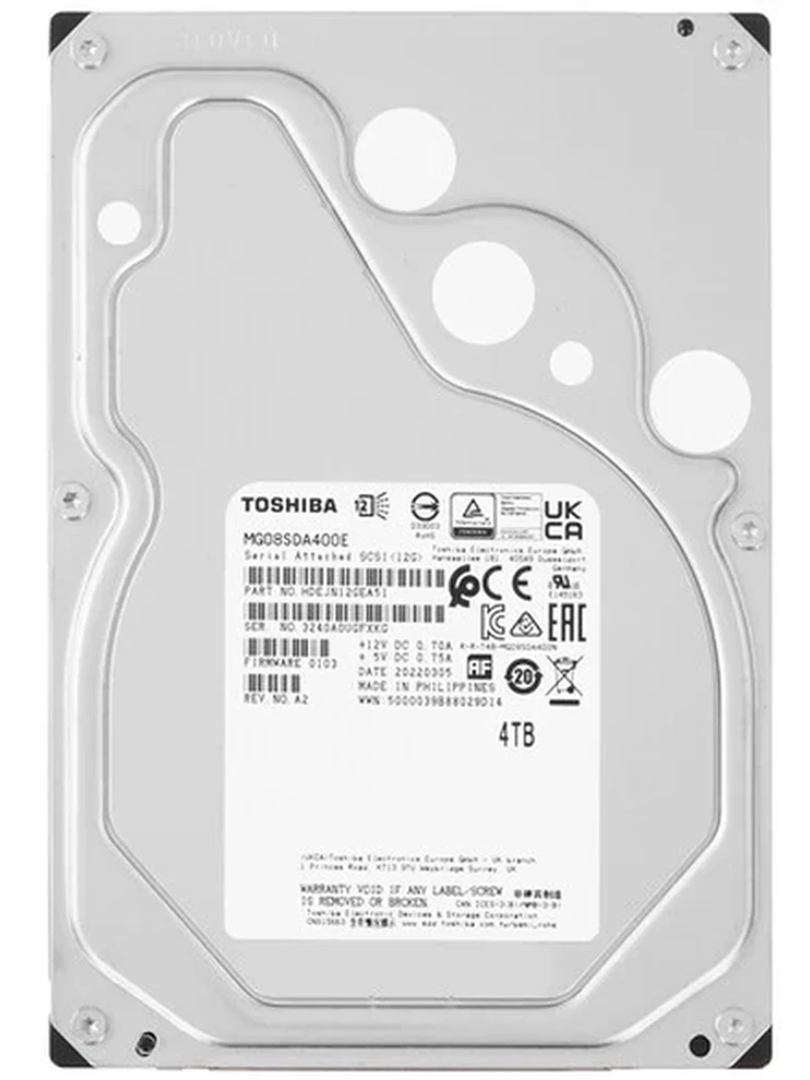 Жесткий диск 3.5" SAS 4Tb Toshiba Enterprise Capacity [MG08SDA400E] 7200 об/мин, Cache 256Mb, 12Gbit/s EU/CN